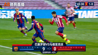 A8体育直播西甲联赛巴塞罗那对阵马德里竞技的比赛直播画面截图